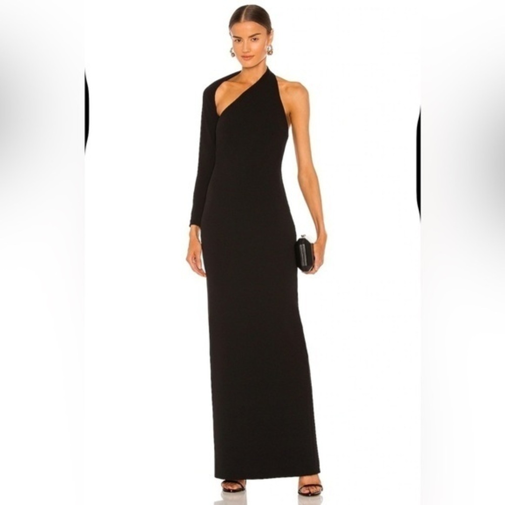 Solace London “Saren” One Shoulder Black Maxi Dress Modern Black Tie